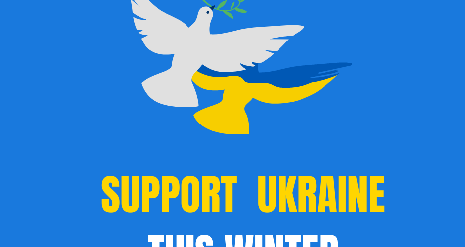 Two doves with Ukrainian flag - Poster for UZ' action of support 